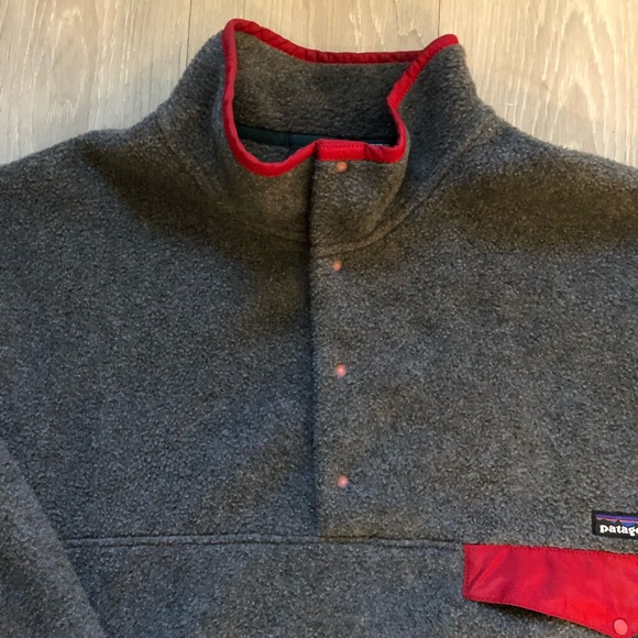 Vintage 1993 Patagonia Synchilla Snap T Fleece Men's XXL Grey Red Jamaica Made - Picture 4 of 6